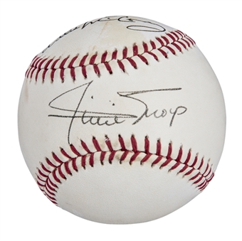 Willie Mays And Willie McCovey Dual Signed Baseball (JSA)